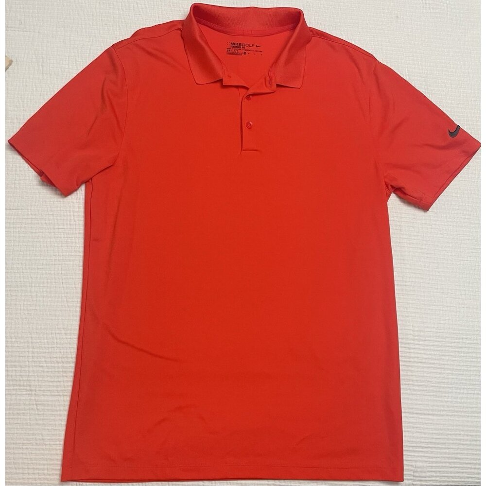 Nike Golf Polo Orange Dri Fit Performance Standard Fit Short Sleeve Mens Medium